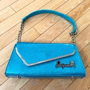 Early 2000’s Blue Glitter Sour Puss clutch purse